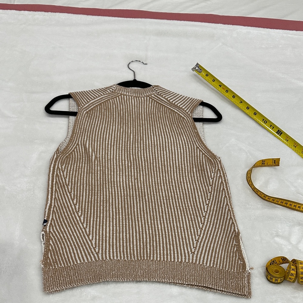Nautica Tan Striped V-Neck Vest - Picture 10 of 10
